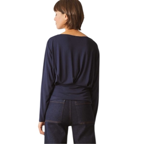 SKFK Navy Blue AITZOLE Long Sleeve Boatneck Tencel Modal Top EU 40 | US 8 NWT - Picture 6 of 11